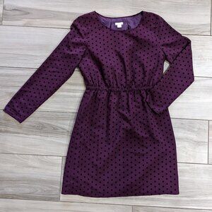 JCrew Eggplant Drop Waist Dress with Black Polka Dots